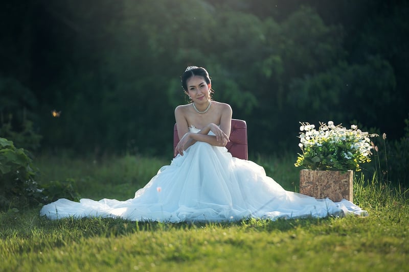 Bridal gown with statement sleeves